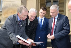 David Viner, Hugh Porter and Charlie Dickens handed over an 8,000-strong petition to Birmingham City Council leader Ian Ward in support of a new velodrome