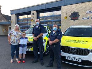 Jakob with his mum and Alveley First Responders