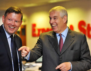 Sharing a joke with editor Keith Harrison