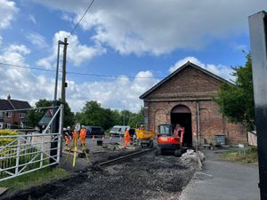 Contractors at work at Telford Steam Railway