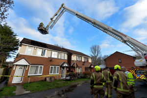 Firefighters at the scene in Pennyroyal Close
