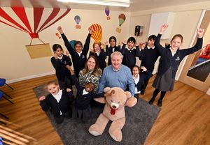 Opening of the new Children's Community Centre at Christ's Heart Church, The People's Mission Hall, Netherton. Pictured with schoolchildren are Rev Dr. Keith Poole and his wife Jenny