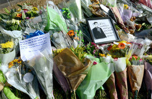 Flowers have piled up for Mr Brindley on Aldridge High Street