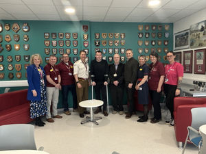 Stuart Anderson MP (centre) at the Veterans Centre at The Robert Jones and Agnes Hunt Orthopaedic Hospital.