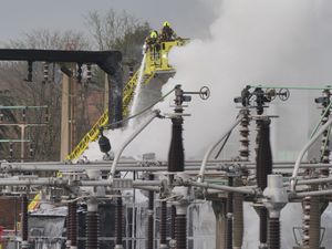 Firefighters at the North Hyde electrical substation which caught fire