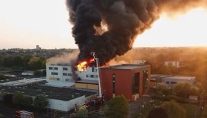 Fire at an abandoned Henley College in Coventry.