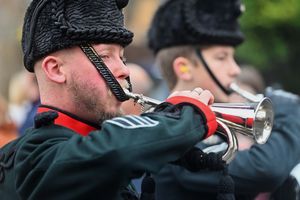 The procession was led by the Bligny Band and Bugles of the Shropshire Army Cadet Force