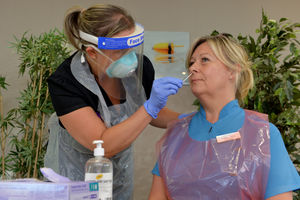 Lapal House Care Home, Halesowen. Pictured, Debbie Smith is tested