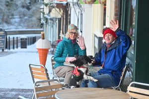 Joanne and Andy Pilsbury and dog Belle from Coalbrookdale. Photo: Steve Leath