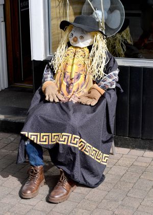 This lovely scarecrow was spotted taking a seat and enjoying the sunshine