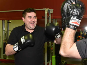 Damon Stanton tries the boxing gloves