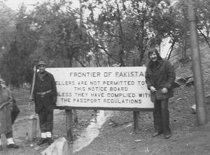 Tony Bishop on the border between Pakistan and the Afghan war zone. Crossing it proved harder than is employers realised.