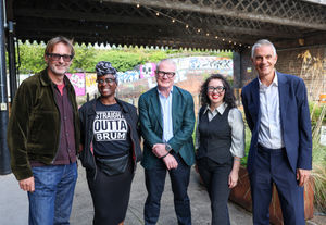 L-R Ed Shedd, Chair of Create Central; Simone Radway, Scripted Drama student; Mayor of the West Midlands Richard Parker; Lyn Washbrook Skills Accelerator student; Tim Davie, BBC Director-General. PIC: West Midlands Combined Authority