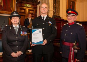 Sargent Terry Bell was recognised for his years of service and work to remove the barriers previously faced by carers and the disabled within the workplace. Photo: Staffordshire Police