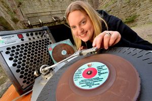 Prudence Staite unveils her latest creation - a playable chocolate record