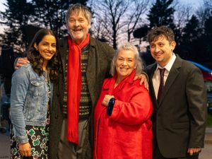 Mandip Gill, Mark Heap, Dawn French and Craig Roberts line up for a media picture