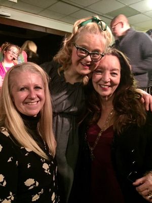 Giverney Blomeley, centre, who played Wendy, with Councillor Joyce Barrow