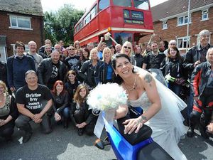 Supporting image for story: Bus and bikers make for a wedding to remember