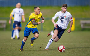 Shifnal Town vs Trafford March 14th 2026. Captain Kyle Bennett on a run. Picture: Jim Wall