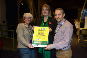 2013 - Fab Lab at Enginuity. Pictured are Mar Dixon, project coordinator of MuseoMix UK, Anna Brennand, chief executive at Ironbridge Gorge Trust and John Hughes, museum development officer and event coordinator.