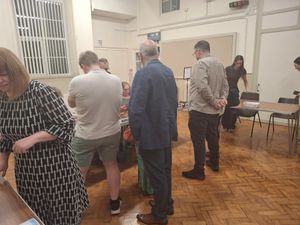 Ketley Parish Council (Ketley) ward by election was held on Thursday, May 1, 2025. Candidates and helpers watch as the votes are counted at Ketley Community Centre