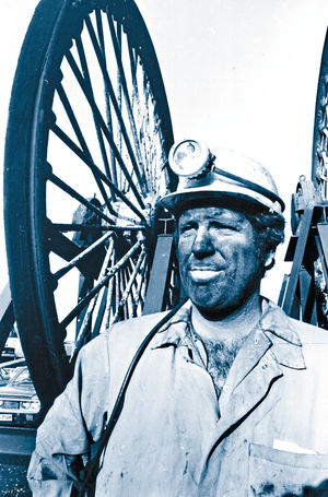 Cannock miner Patrick McLoughlin at the end of his shift at Littleton Colliery in 1982. He later went on to become a cabinet minister in David Cameron's government.