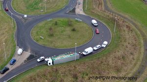 The overturned lorry on the Newtown bypass as captured by H18-PDW Photography. Picture: H18-PDW Photography 