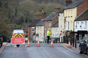 The Wharfage in Ironbridge was closed over fears for flooding