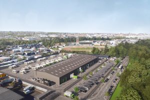 A computer generated image of the proposed fleet services depot at Hickman Avenue