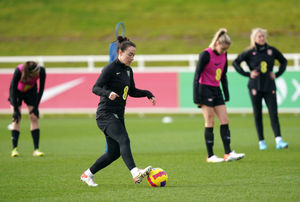England's Lucy Bronze (second left) during a training session at St.George's Park, Burton.