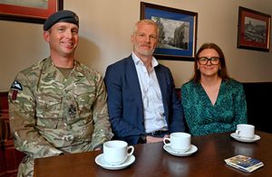 Armed forces minister Al Carns chats to Warrant Officer Wesley Conabeare and Stafford MP Leigh Ingham during his visit to the Bird in Hand pub, Stafford last year.