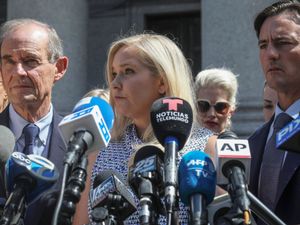 Virginia Giuffre outside a Manhattan court