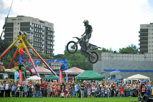 The Stannage International Stunt Team entertain the Bloxwich crowd