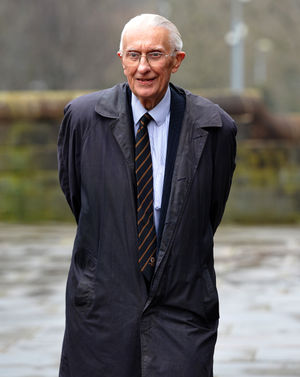 Peter Creed at Rachael Heyhoe Flint's funeral in February 2017