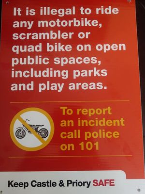 New signs have gone up showing the rules around motorbikes at the site