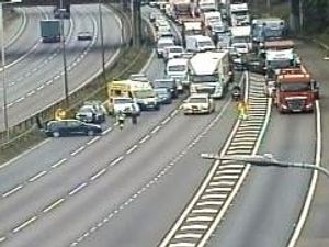 Supporting image for story: M6 collision brings traffic to standstill hours after lorry blaze 
