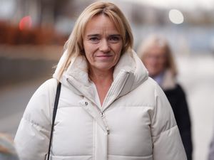 Sandie Peggie walks to the health tribunal