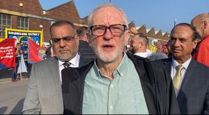Jeremy Corbyn speaks to the LDRS at the Birmingham bins strike \'megapicket\' at Atlas Depot. Credit: Alexander Brock. Permission for use for all LDRS partners.