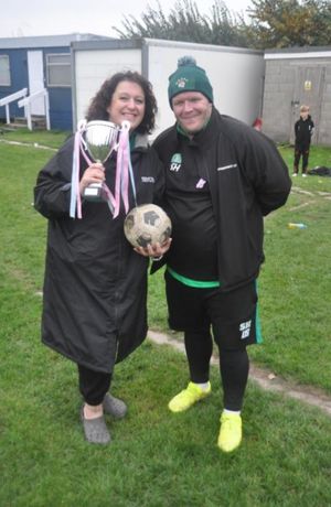 Winning managers, Amy Clewes and Steve Hawkins from Team Moon