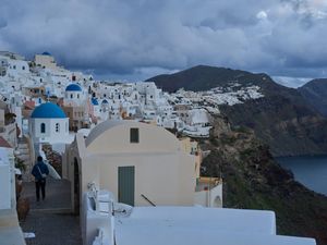 A town on the earthquake-struck island of Santorini