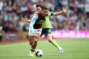 Jack Grealish was victim of one of Billing's questionable challenges in the game.