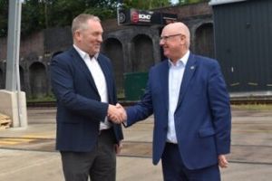 Neil Fulton (chief executive officer of the Black Country Innovative Manufacturing Organisation) and Mal Cowgill (principal and chief executive of Wolverhampton College) at the new rail training site in Dudley.