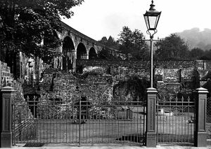The commemorative gates to the furnace