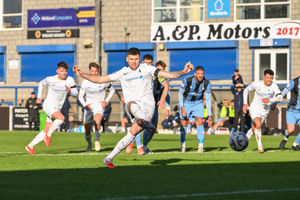 Matty Stenson fires home from the penalty spot for AFC Telford United against Worksop Town Pic: Kieren Griffin