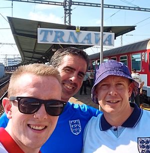 Cheering on the Three Lions in Trnava in Slovakia