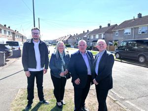 (from left to right) Councillor Matthew Follows, Councillor Louise Harrison, Councillor Adrian Andrew, whg corporate Director for Strategy, Assets and Transformation.