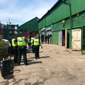 Police seized a large quantity of cannabis, alongside a number of offensive weapons, three air rifles, a stolen van and suspected stolen car parts