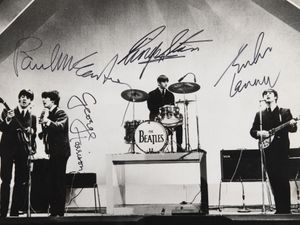 Beatles portrait by Dezo Hoffman, signed by the 'Fab Four' for their 1964 Australian tour promoter (RR Auction/PA)