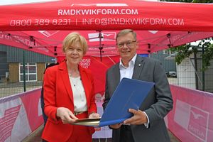 Wendy Morton MP with MD Mark Pickard at Altrad RMD Kwikform, Aldridge.
