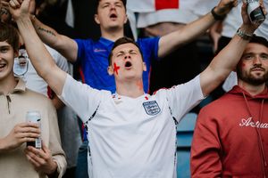 England fans watch the match at the New Bucks Head in Telford